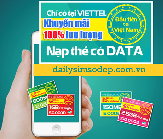Khuyến mãi 100% thẻ nạp cho Dcom Viettel