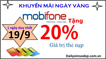 Nạp thẻ MobiFone ngày 19/9 nhận ngay ưu đãi lên tới 20% giá trị thẻ cào