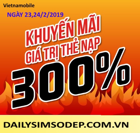 Khuyến mãi 300% dành cho thuê bao Vietnamobile trong ngày 23-24/2