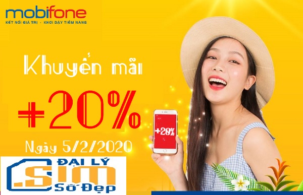 Mobifone khuyến mãi 20% giá trị thẻ nạp ngày 5/2/2020 