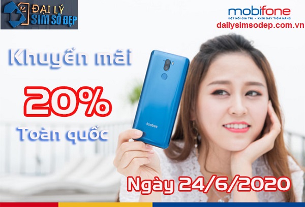 Tặng 20% thẻ nạp MobiFone ngày 24/6/2020 toàn quốc