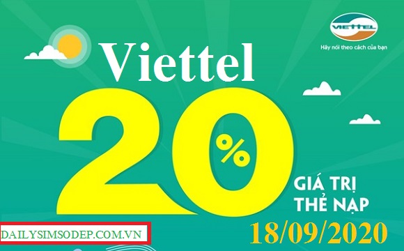 Viettel khuyến mãi cục bộ 20% tháng 9/2020