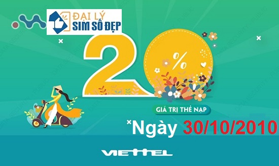 Viettel khuyến mãi 25% thẻ nạp duy nhất ngày vàng 30/10/2020