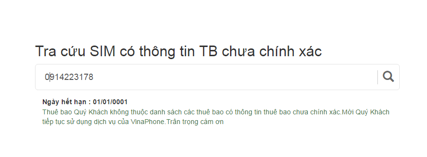 nhập số thuê bao vào ô tìm kiếm