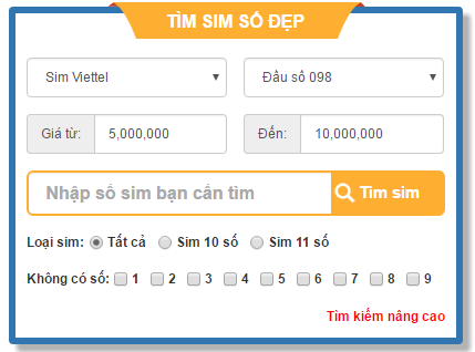 chọn sim viettel 098 giá rẻ