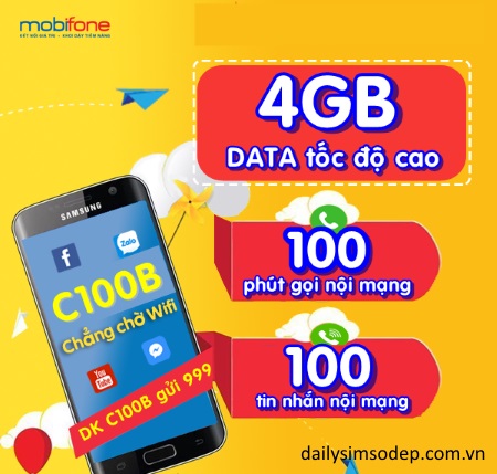 Nhận trọn combo ưu đãi cùng gói cước C100B MobiFone chỉ với 100kNhận trọn combo ưu đãi cùng gói cước C100B MobiFone chỉ với 100k