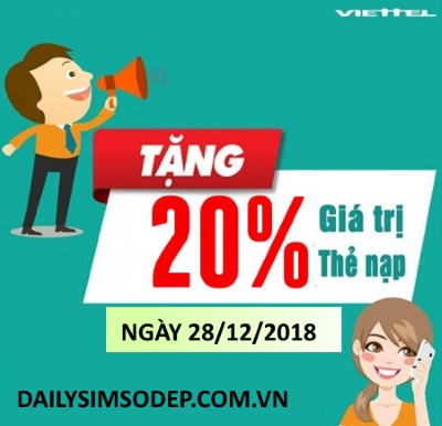 Nhận ngay ưu đãi lên tới 20% khi nạp thẻ Viettel trong ngày 28/12