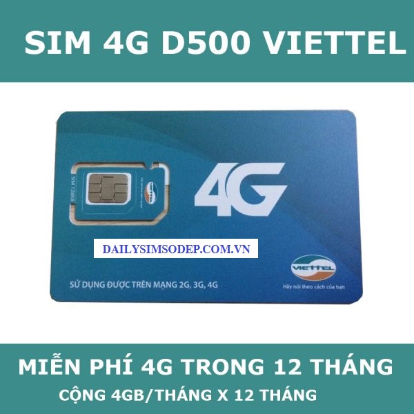 Miễn phí 48GB data/ 12 tháng khi sở hữu thành công sim D500 của Viettel