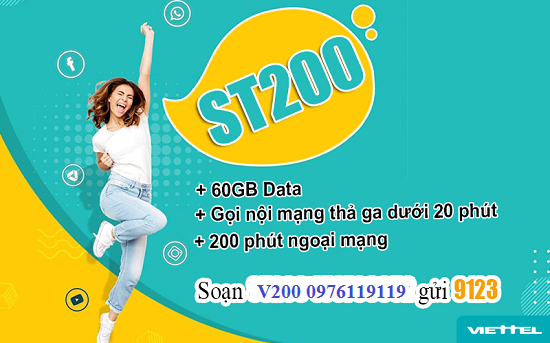 Đăng ký gói ST200 Viettel ưu đãi khủng, xài thả ga