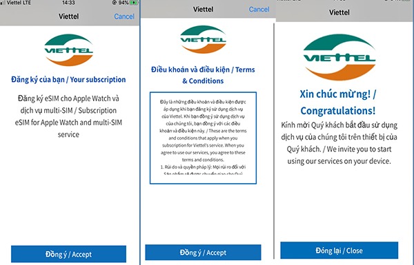 Cách đăng ký kích hoạt dịch vụ Esim Viettel cho Apple Watch