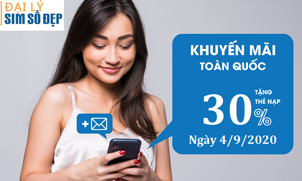 VinaPhone khuyến mãi 30% thẻ nạp ngày 4/9/2020 Toàn Quốc