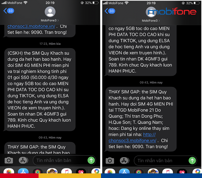 MobiFone thong bao sim het han bao hanh